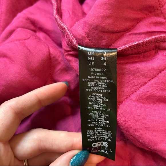 Asos Quilted Raspberry Polka Dot Babydoll Dress, US 4 - Picture 12 of 13